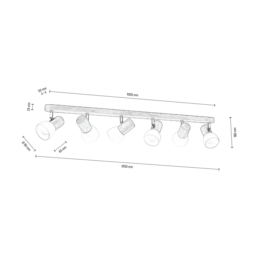 Stropni reflektor NEL 6xE27/15W/230V bor - FSC certifikat