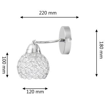 Stenska svetilka DORIS 1xE27/15W/230V sijajni krom/prozorna