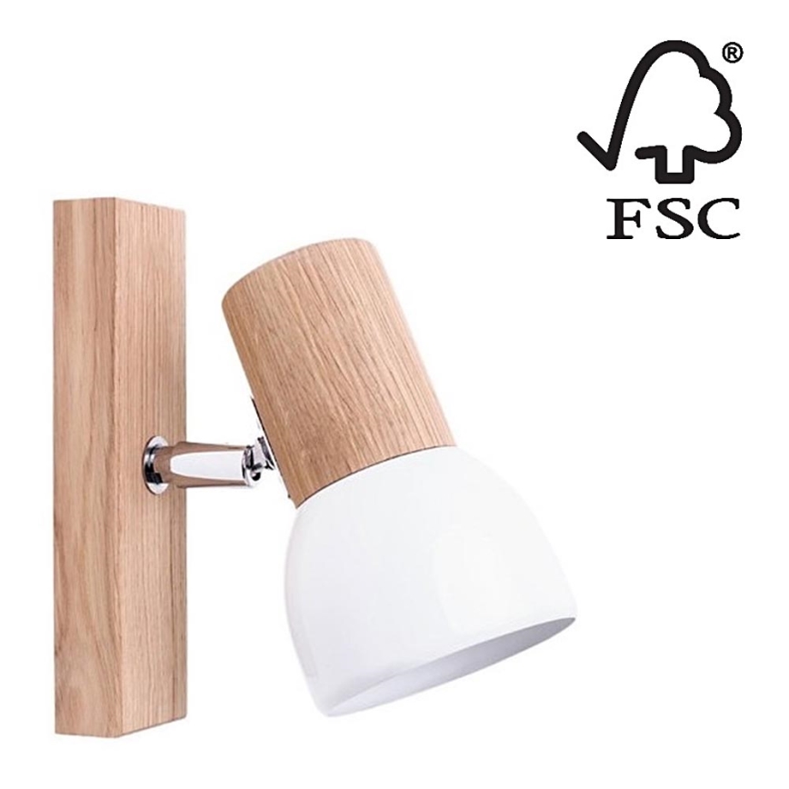 Stenski reflektor SVENDA 1xE27/60W/230V hrast - FSC certifikat