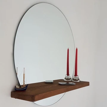 Stensko ogledalo s polico SUNSET 70x70 cm bor