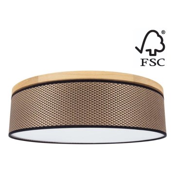 Stropna svetilka BENITA 4xE27/25W/230V pr. 58 cm rjava/hrast – FSC certifikat