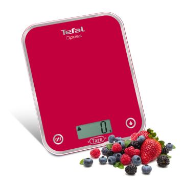 Tefal - Kuhinjska tehtnica RASPBERRY 2xAAA rdeča