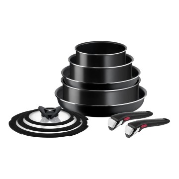 Tefal - Set kuhinjske posode 10 kom. INGENIO EASY COOK & CLEAN BLACK