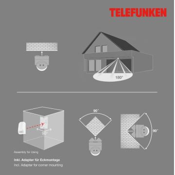 Telefunken 306506TF - Zunanji senzor gibanja 180° IP44 bela