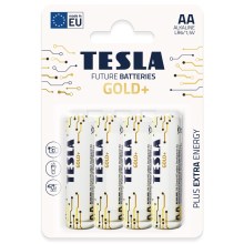 Tesla Batteries - 4 kos Alkalna baterija AA GOLD+ 1,5V 3200 mAh