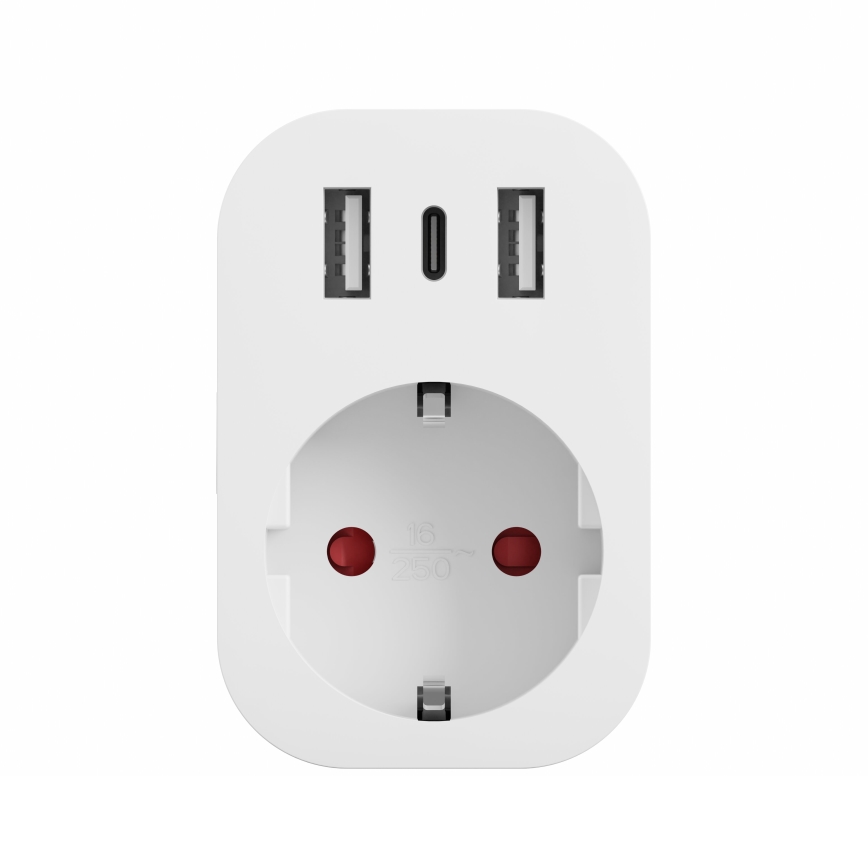 TESLA Smart - Pametna vtičnica 3680W/230V/16A Type F/E 2xUSB-A + 1xUSB-C Wi-Fi