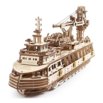 Ugears - 3D lesena mehanična sestavljanka Research vessel