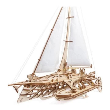 Ugears - 3D lesena mehanična sestavljanka Sailboat Merihobus trimaran