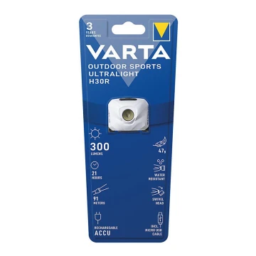 Varta 18631101401 - LED Zatemnitvena polnilna naglavna svetilka OUTDOOR SPORTS LED/5V IPX4 bela