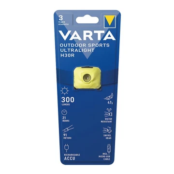 Varta 18631201401 - LED Zatemnitvena polnilna naglavna svetilka OUTDOOR SPORTS LED/5V IPX4 rumena