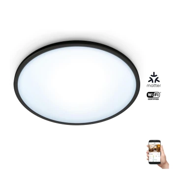 WiZ - LED Zatemnitvena stropna svetilka SUPERSLIM LED/16W/230V 2700-6500K Wi-Fi črna