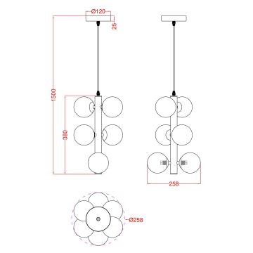 Wofi 6014-601W - LED Lestenec na vrvici VILLA 6xG9/3W/230V zlata