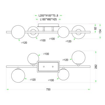 Wofi 7014-401W - LED Nadgradni lestenec VILLA 4xG9/3W/230V zlata