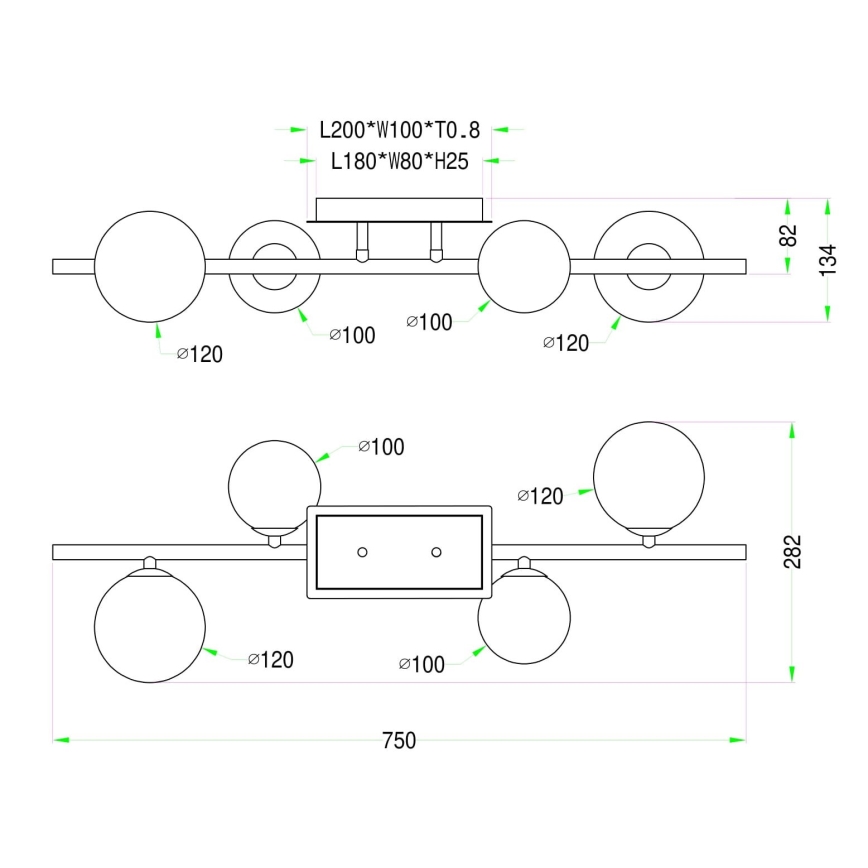 Wofi 7014-401W - LED Nadgradni lestenec VILLA 4xG9/3W/230V zlata