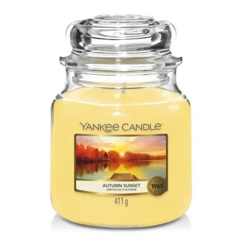 Yankee Candle - Dišeča sveča AUTUMN SUNSET medium 411g 65-75 ur