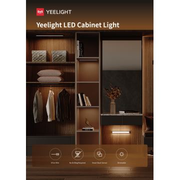 Yeelight - LED Zatemnitvena polnilna osvetlitev pohištva s senzorjem LED/2,3W/1500 mAh 4000K 40 cm srebrna