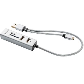 Yenkee - USB 2.0 in USB-C OTG razdelilnik in čitalec kartic