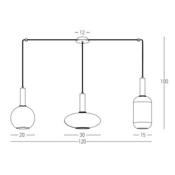 Zambelis 22151 - Lestenec na vrvici 3xE27/40W/230V zlata