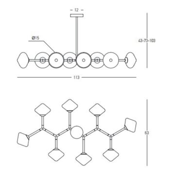 Zambelis 23023 - Lestenec na drogu 8xG9/5W/230V zlata