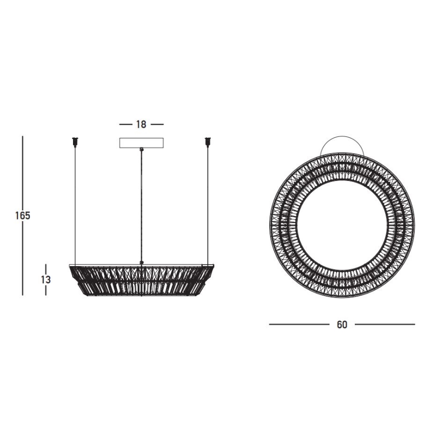 Zambelis 23046 - LED Zatemnitven kristal lestenec na vrvici LED/38W/230V CRI 90 3000K pr. 60 cm medenina