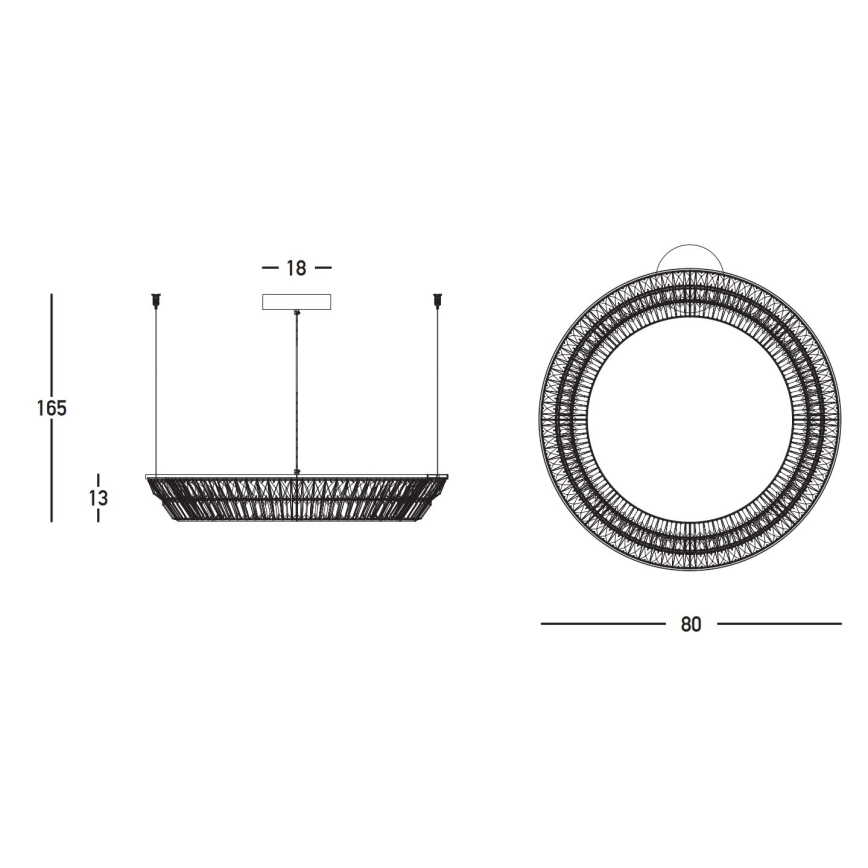 Zambelis 23048 - LED Zatemnitven kristal lestenec na vrvici LED/55W/230V CRI 90 3000K pr. 80 cm medenina