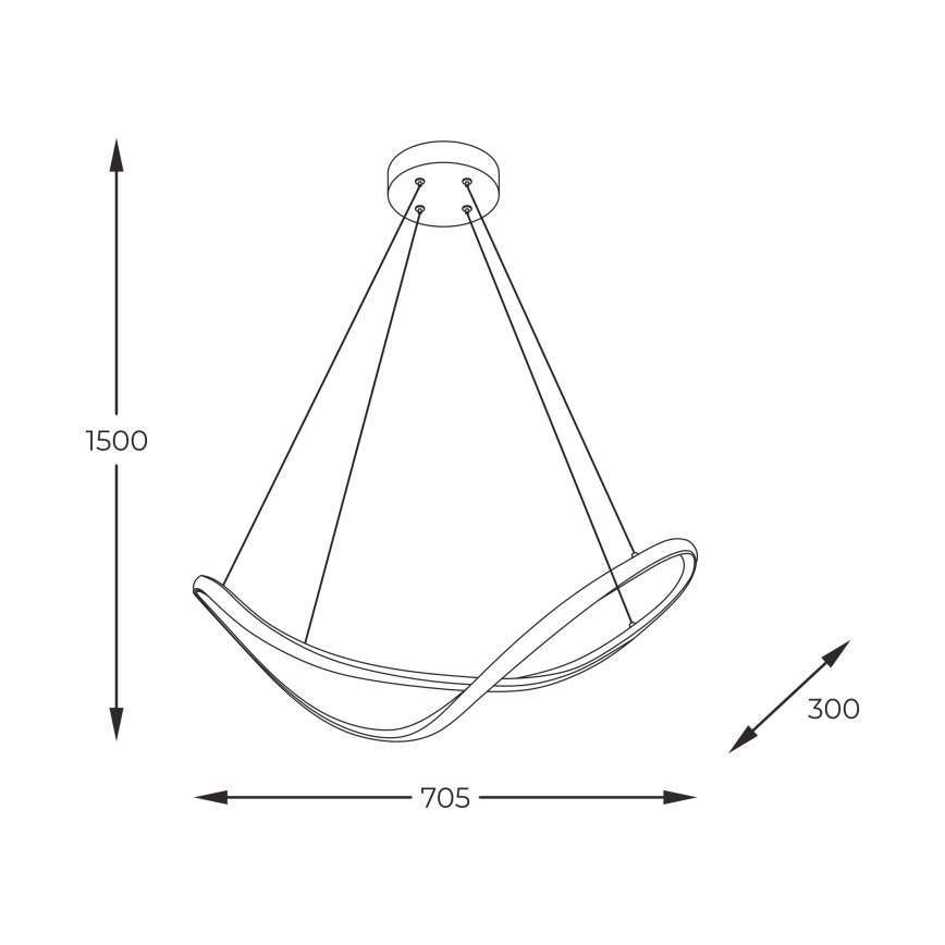 Zuma Line - LED Lestenec na vrvici LED/45W/230V 3000/4000/6000K črna