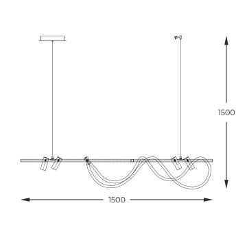 Zuma Line - LED Zatemnitveni lestenec na vrvici LED/60W + LED/7,5W/230V 2700-6000K črna/zlata + Daljinski upravljalnik