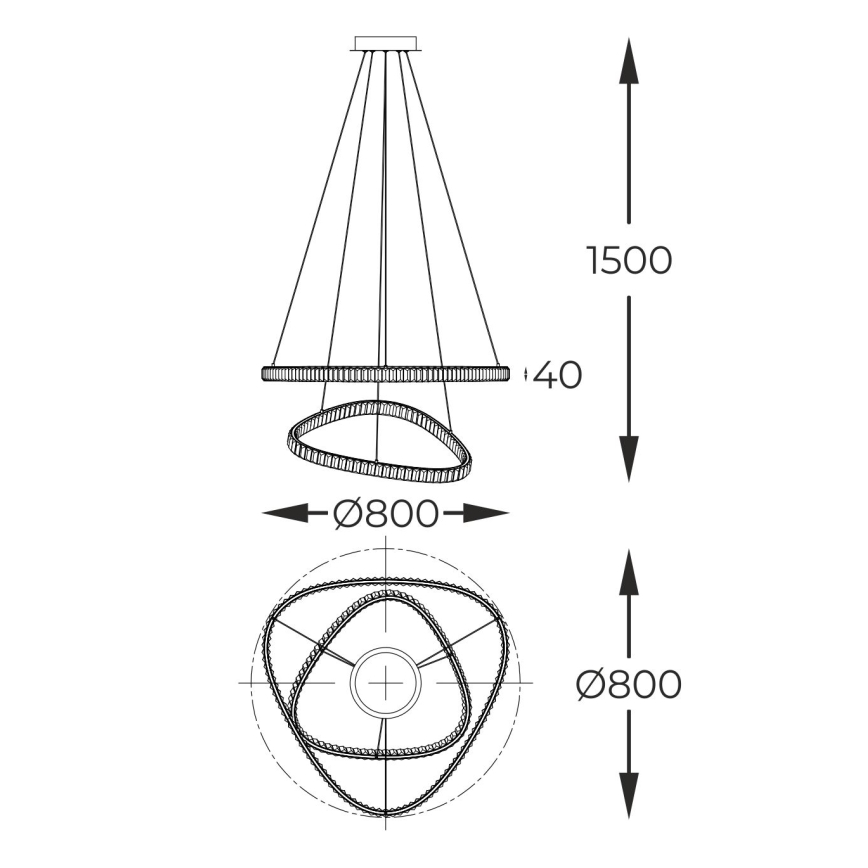 Zuma Line - LED Zatemnitven kristal lestenec na vrvici LED/36W/230V 2700-6000K + Daljinski upravljalnik