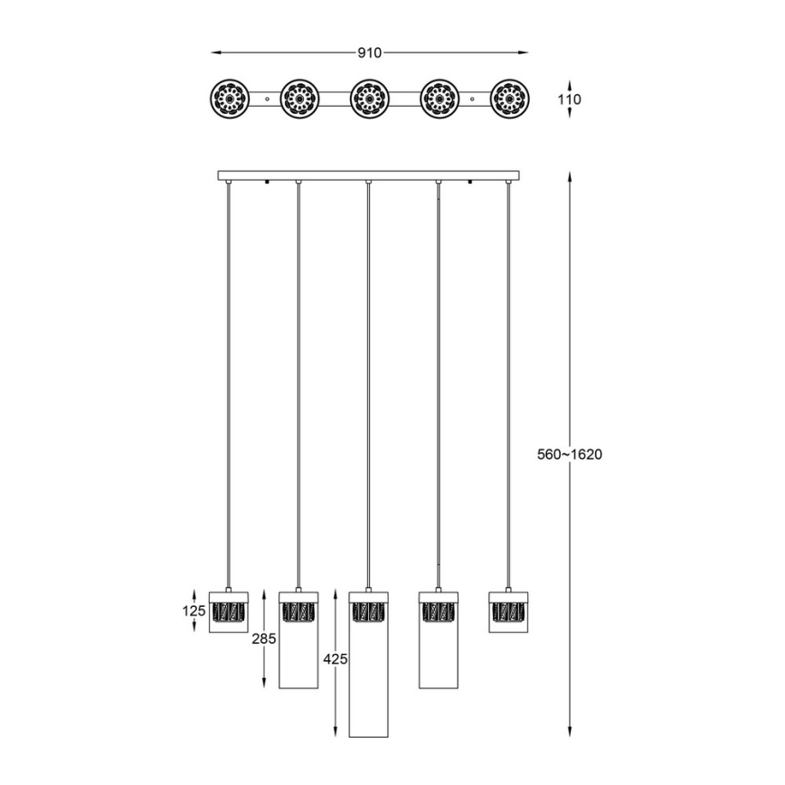 Zuma Line - Kristalni lestenec na vrvici 5xG9/28W/230V