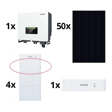 Zunanji komplet SOFAR Solar - 20kWp panel RISEN Full Black + 20kW SOLAX pretvornik 3p + 20 kWh baterija SOFAR z baterijsko krmilno enoto