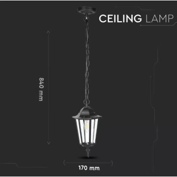 Zunanji lestenec na verigi 1xE27/40W/230V IP44 črn